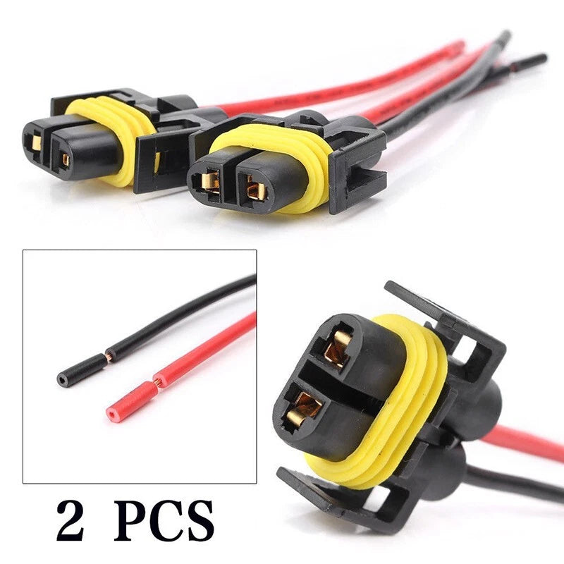 2 x H11 H8 Female Adapter Wiring Harness Sockets for Headlights Fog Light