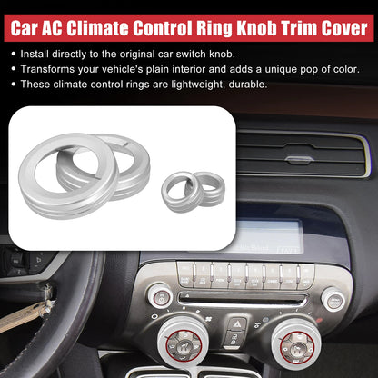 4 x Silver Tone Aluminum Alloy Center Control Ring Knob Cover for Chevrolet