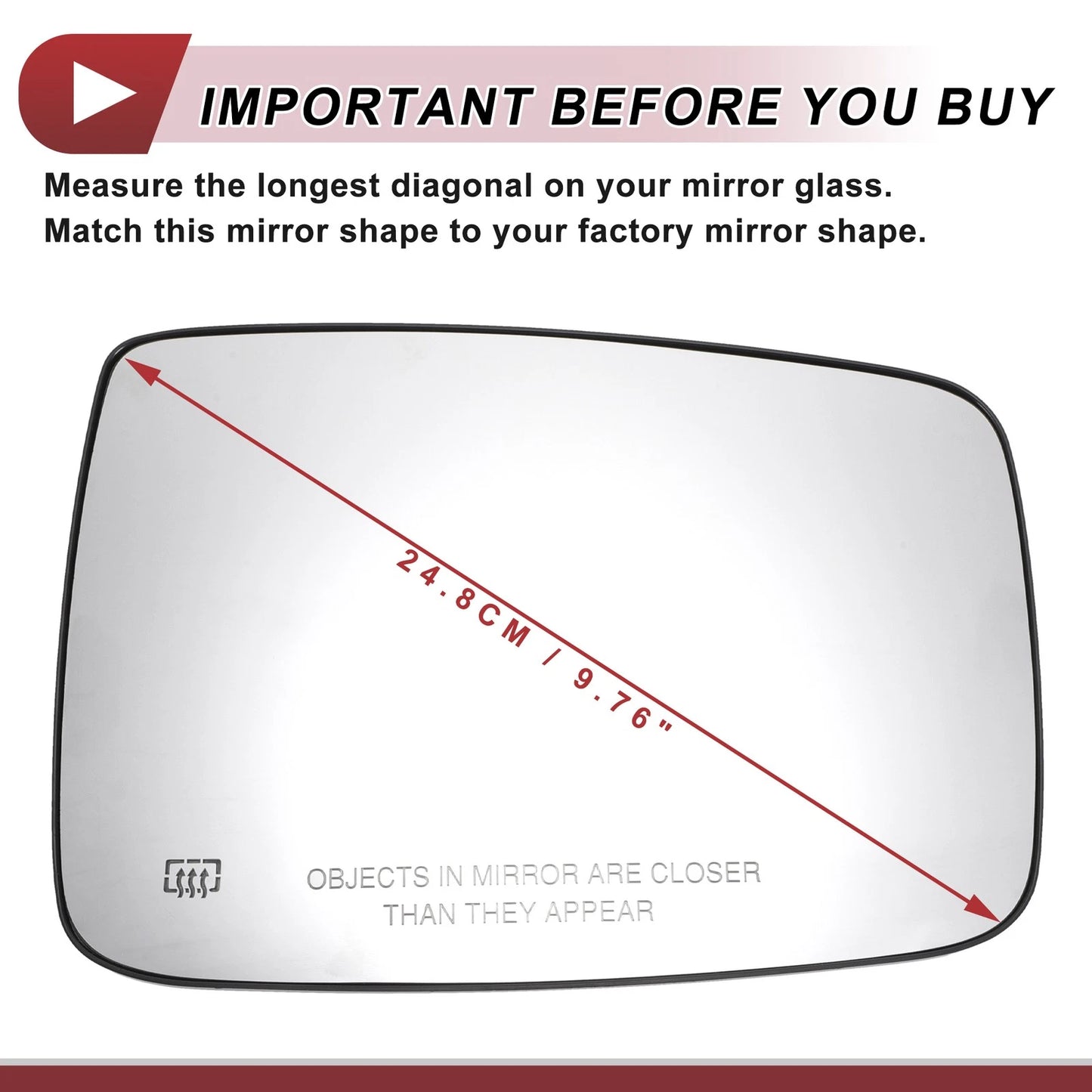 Heated Right Passenger Side Mirror Glass Replacement for Dodge RAM 1500 2500