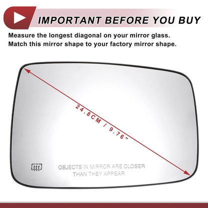 Heated Right Passenger Side Mirror Glass Replacement for Dodge RAM 1500 2500