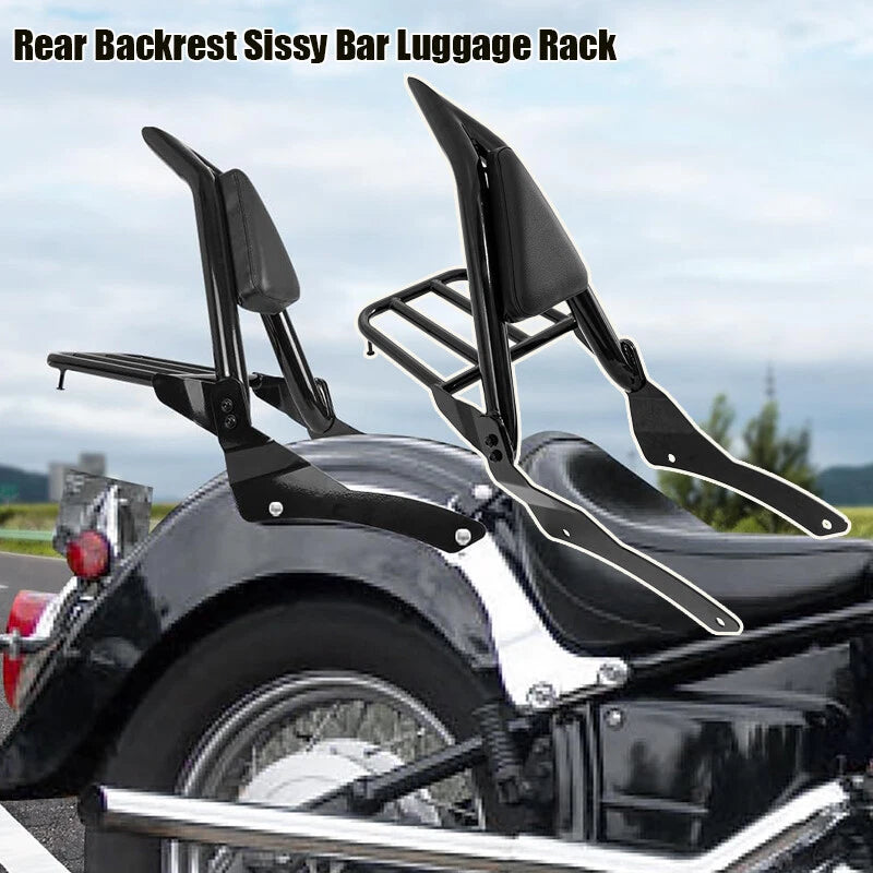 Backrest Sissy Bar Luggage Rack for Yamaha V-Star XVS400 XVS650 (1998-2013)