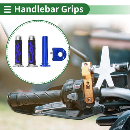 Motorcycle Hand Grips Cover Kit Rubber Blue Flame Pattern for Motorcycle