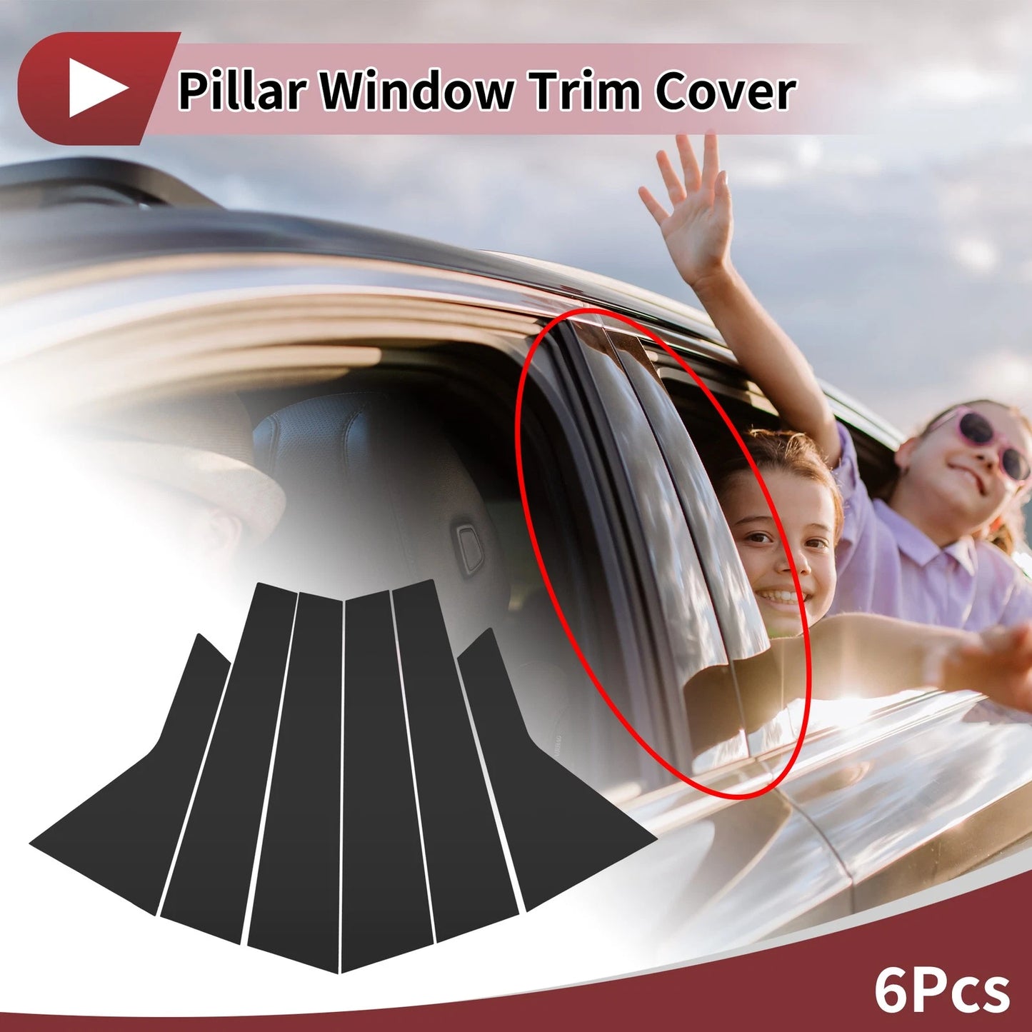 6 Pcs Door Pillar Window Trim for KIA K5 (2016-2019) Black