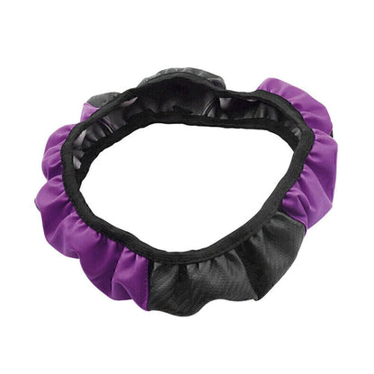 1x Black Purple Microfiber Leather Steering Wheel Cover for Car SUV 15"