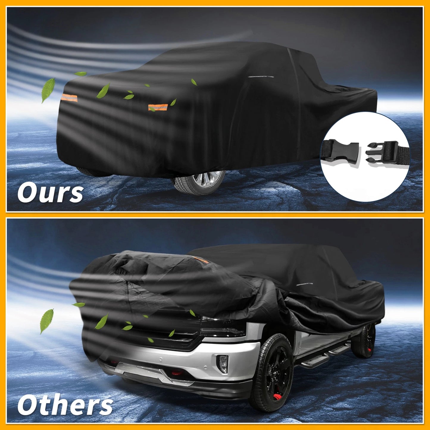 210D-PU Waterproof All-Weather Car Cover for Chevy Silverado with Zipper