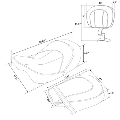 Driver Passenger Seats & Rider Pad for Harley Street Glide (2009-2023)