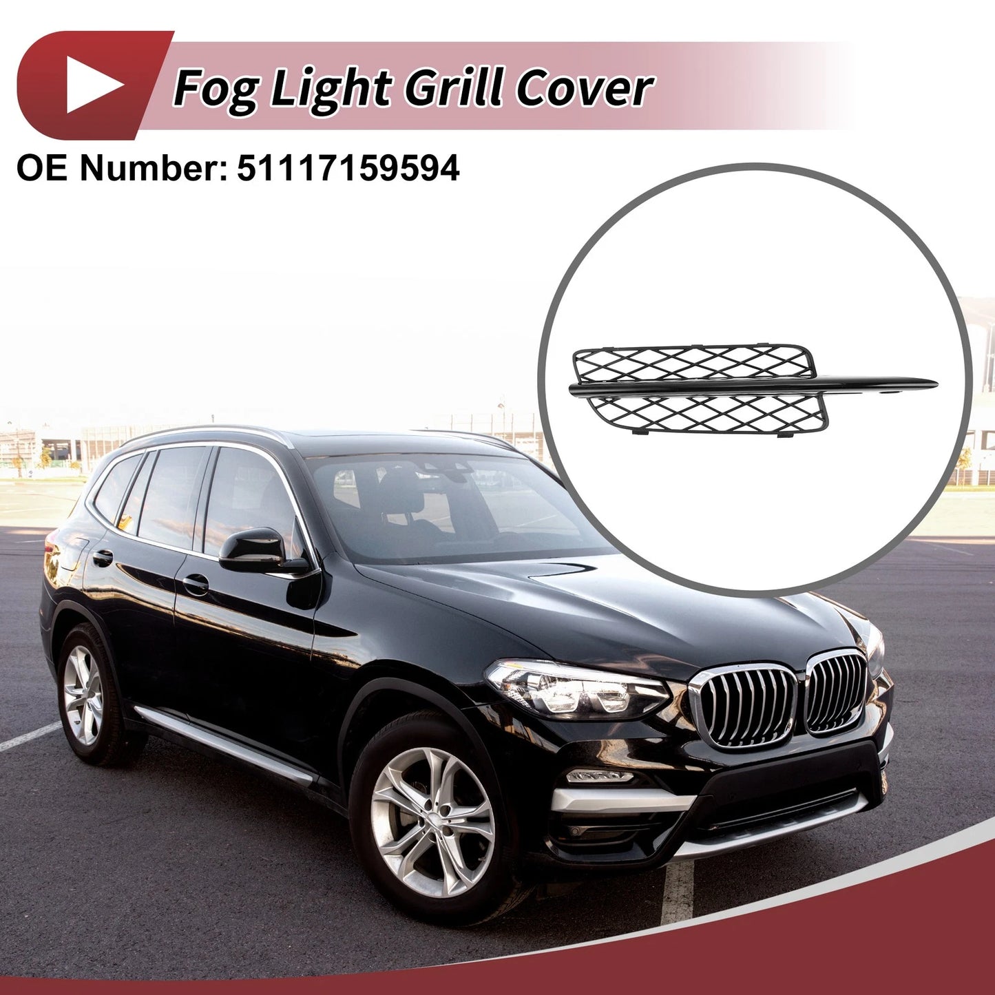 Front Right Fog Light Grill for BMW X5 2007-2010 (2007-2010)