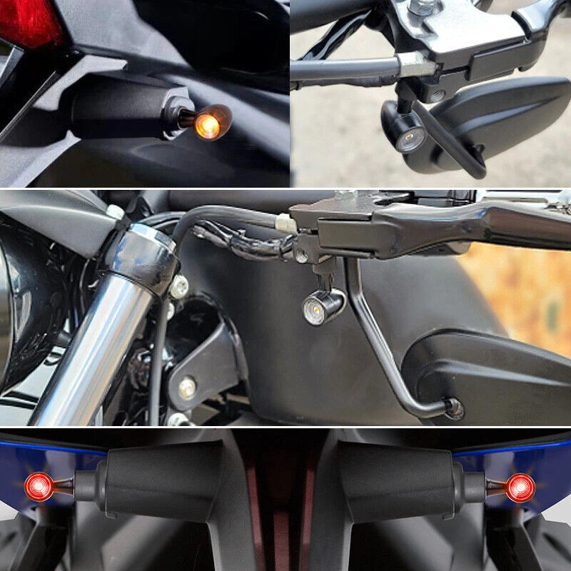 Black Mini Motorcycle LED Bullet Turn Signal Lights for Various Models