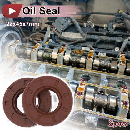 Oil Seal 2 x 22x45x7mm Rotary Shaft Seal FKM Brown for MakeModel