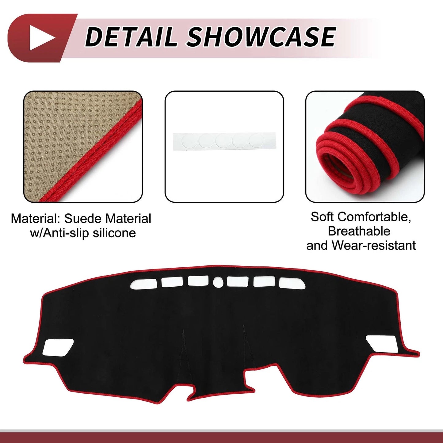 Dashboard Cover Mat for Toyota Raize (2013-2020) Sun Protector Black Red