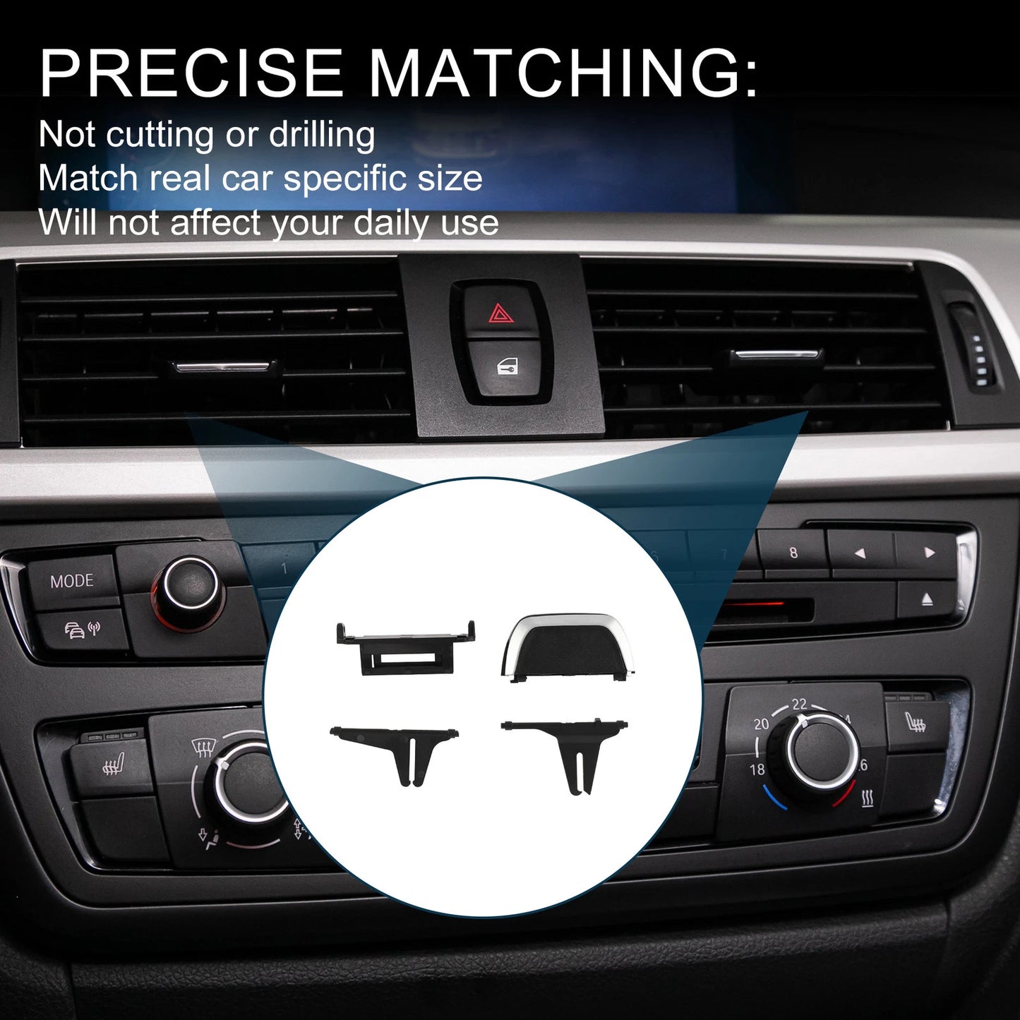 AC Air Vent Clips for BMW Black Silver Tone Left Right Front Center