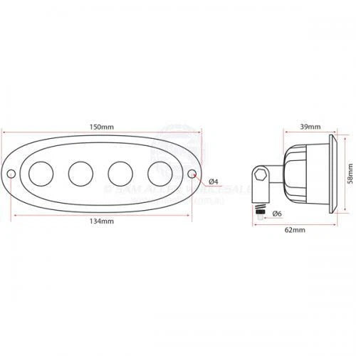 Marine Grade LED Flood Light Recessed/Bracket Mount White 900 Lumen 9-32V
