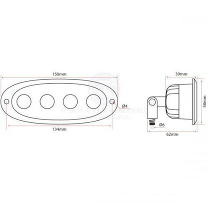 Marine Grade LED Flood Light Recessed/Bracket Mount White 900 Lumen 9-32V