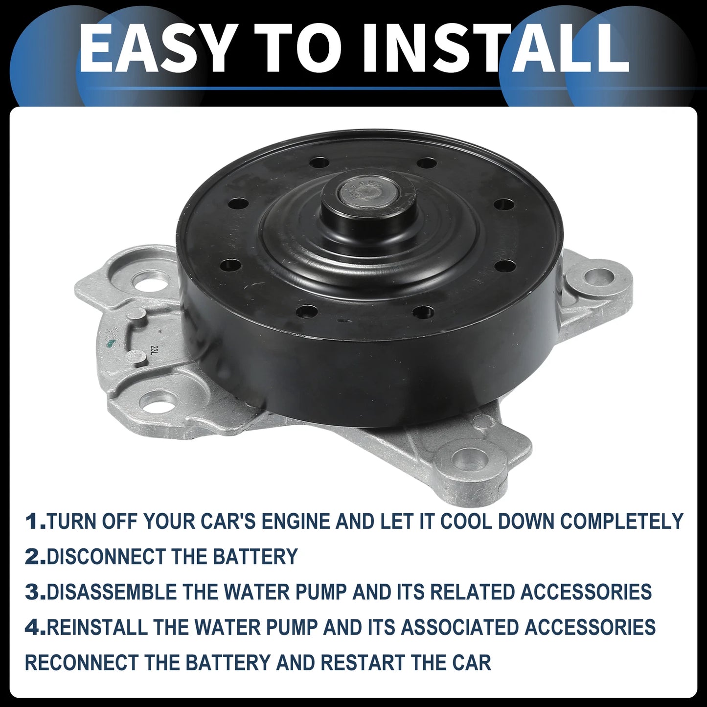 Water Pump with Rubber Ring Kit for Toyota Corolla (2009-2019)