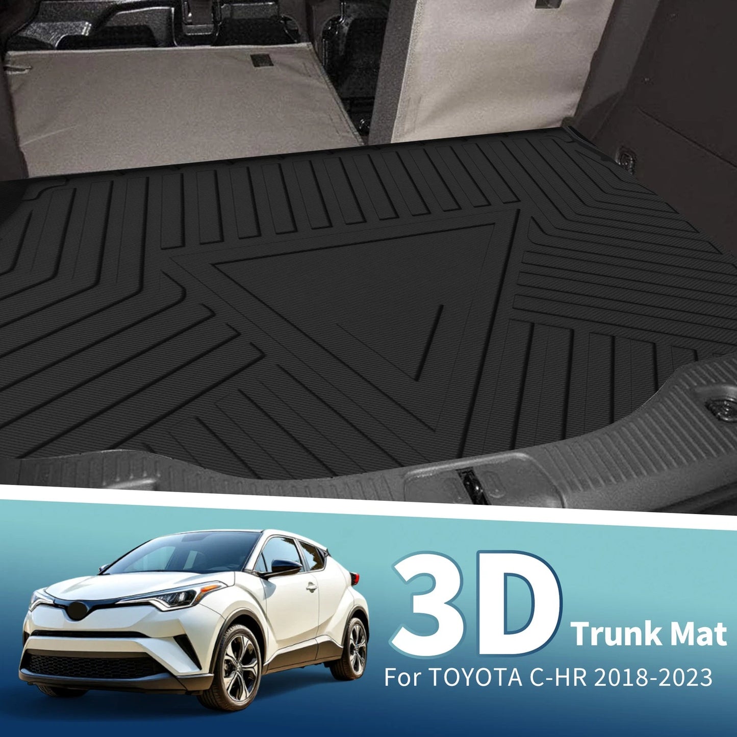 Flat Face / 1 Pc / Cargo Liner Rear Trunk Mat for Toyota C-HR (2018–2023)