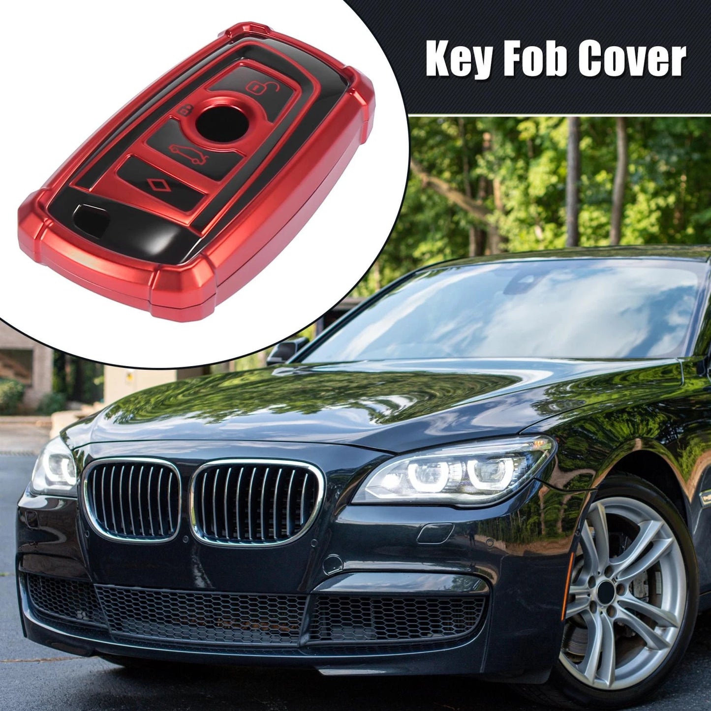 Car Key Fob Cover for BMW 1 2 3 4 5 6 7 Series Remote TPU Black Red