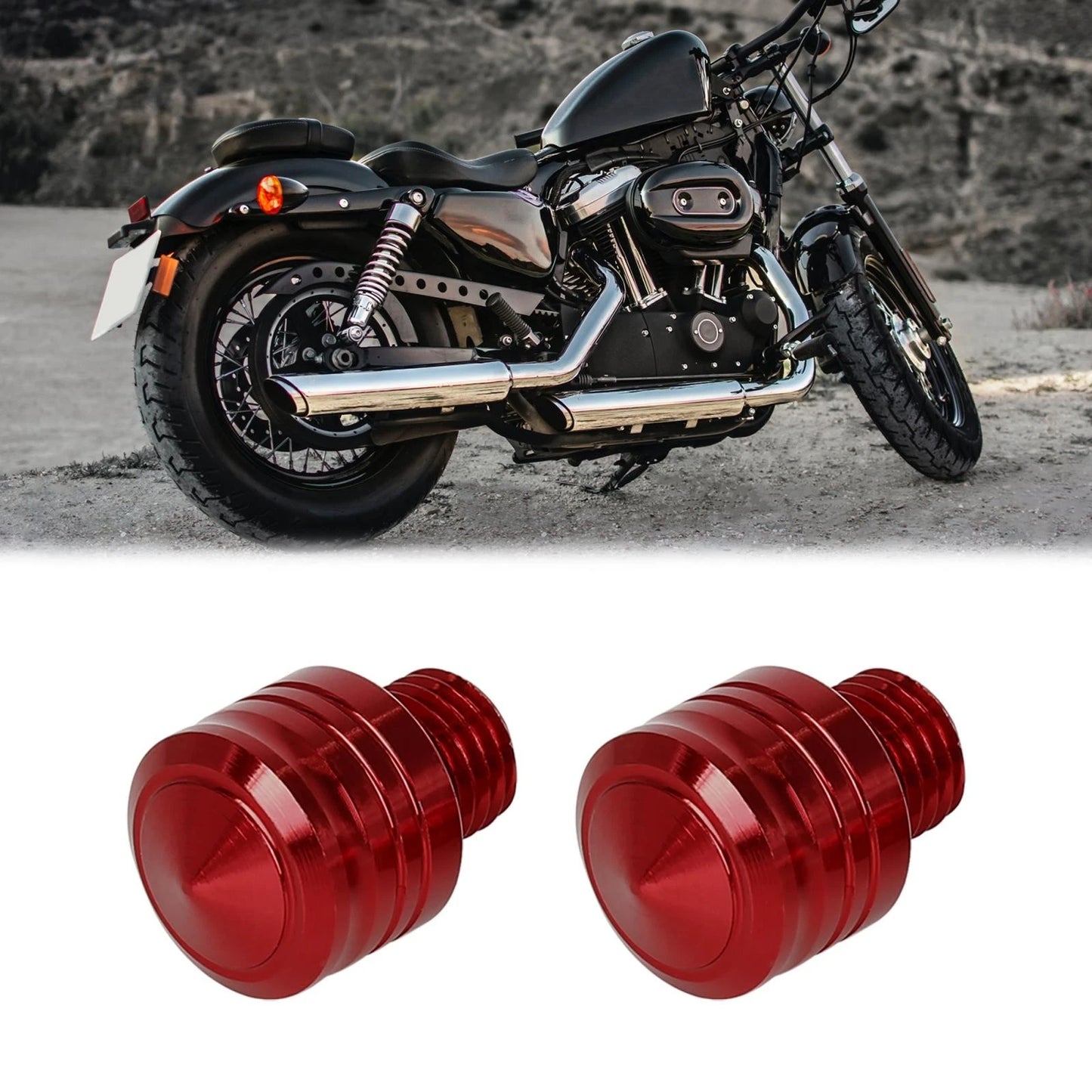 2 x 10mm Mirror Hole Plugs Red Screw for Motorbike Motorcycle