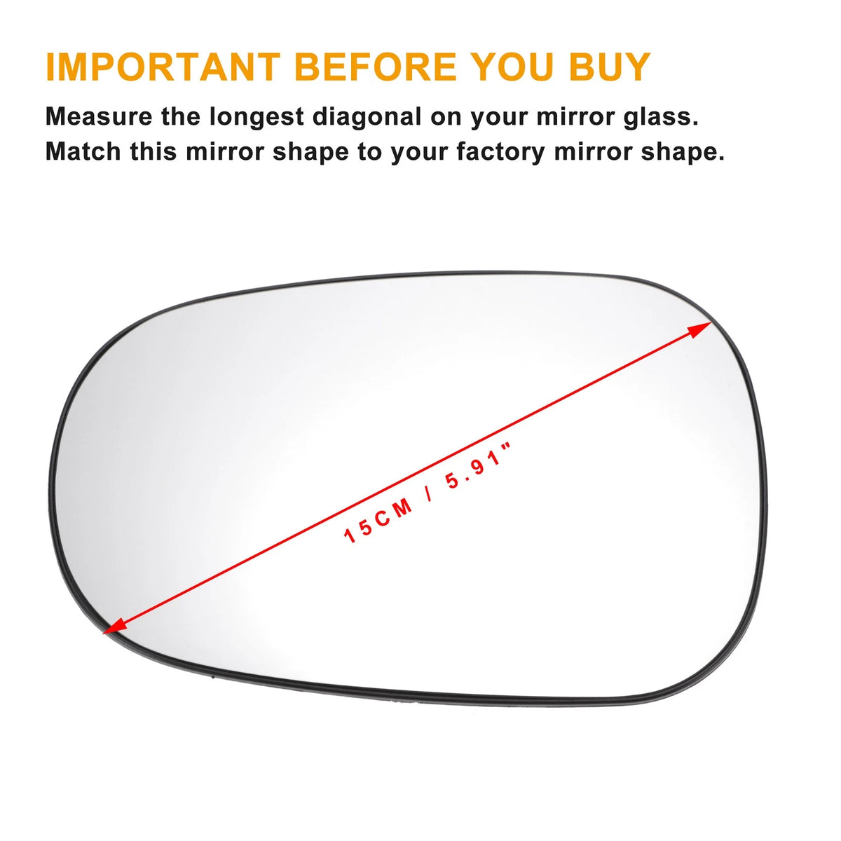 Left Side White Mirror Glass w/ Back Convex Heated for Nissan Micra (02-09)