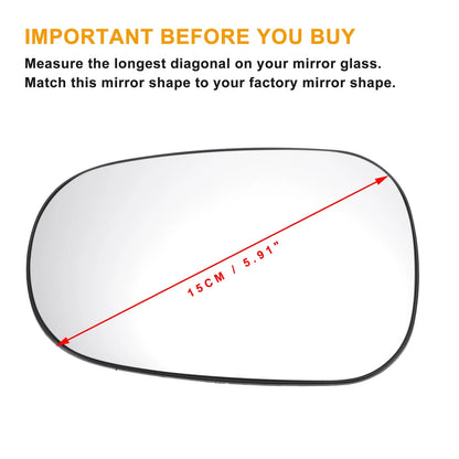 Left Side White Mirror Glass w/ Back Convex Heated for Nissan Micra (02-09)