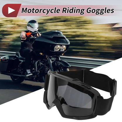Riding Goggles Deep Gray Lens Black Frame PC TPU for Motorcycle Cycling Sunglasses