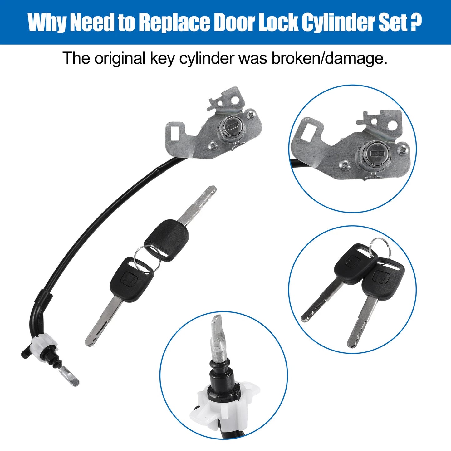 Car Door Lock Cylinder Set with Keys for Honda Fit (2009-2013)