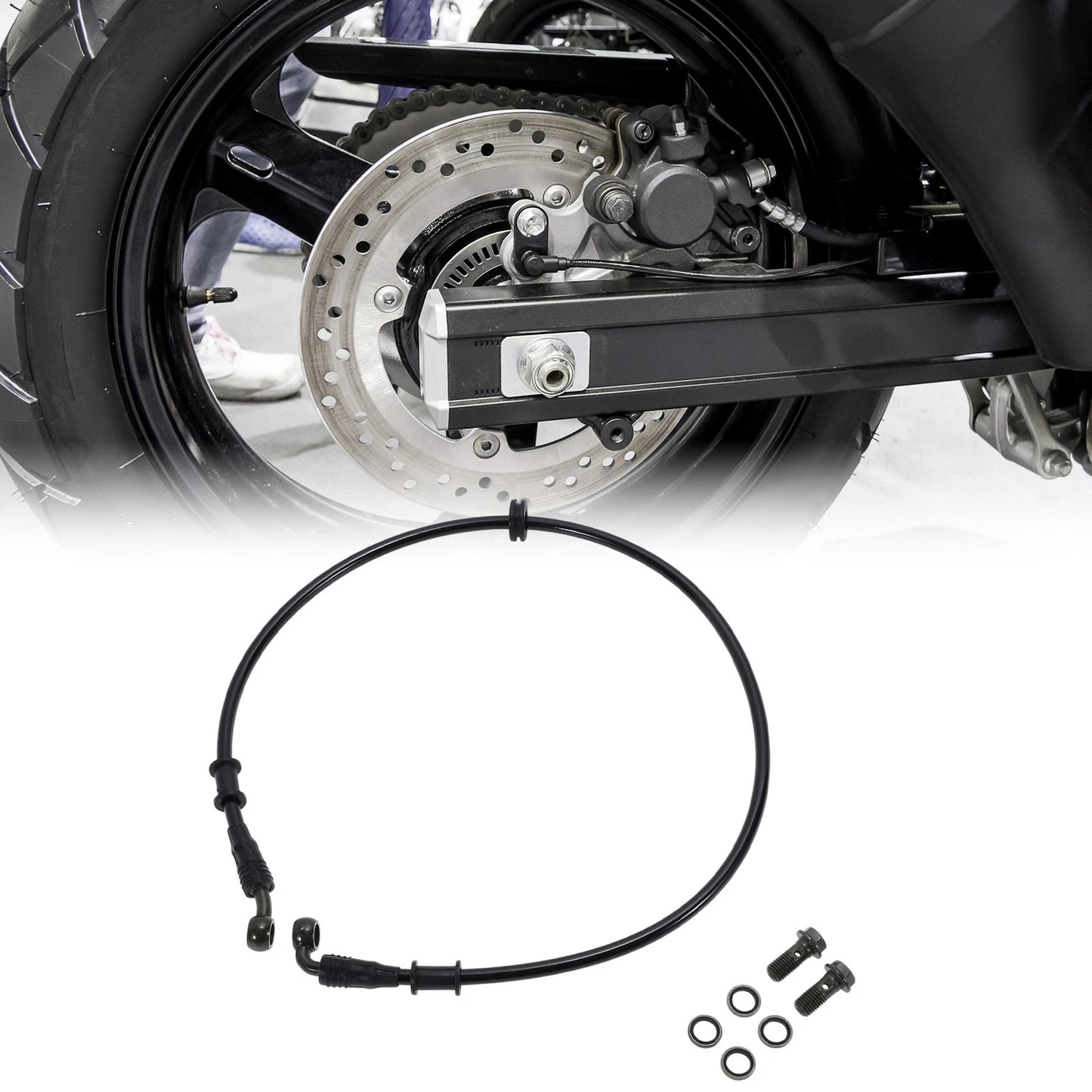 80 cm Motorcycle Brake Clutch Oil Hose Line Nylon PU Stainless Steel Wire Braid