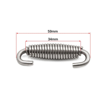 2 x Exhaust Pipe Spring with Pull Hook Stainless Steel Silver Tone for Motorcycle