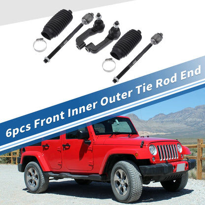 6 x Front Inner Outer Tie Rod End Links Kit for Jeep Dodge
