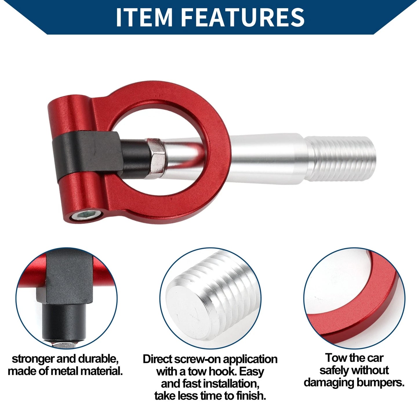 Tow Hook Ring 23.5cm for Mitsubishi Lancer Evolution  - Red