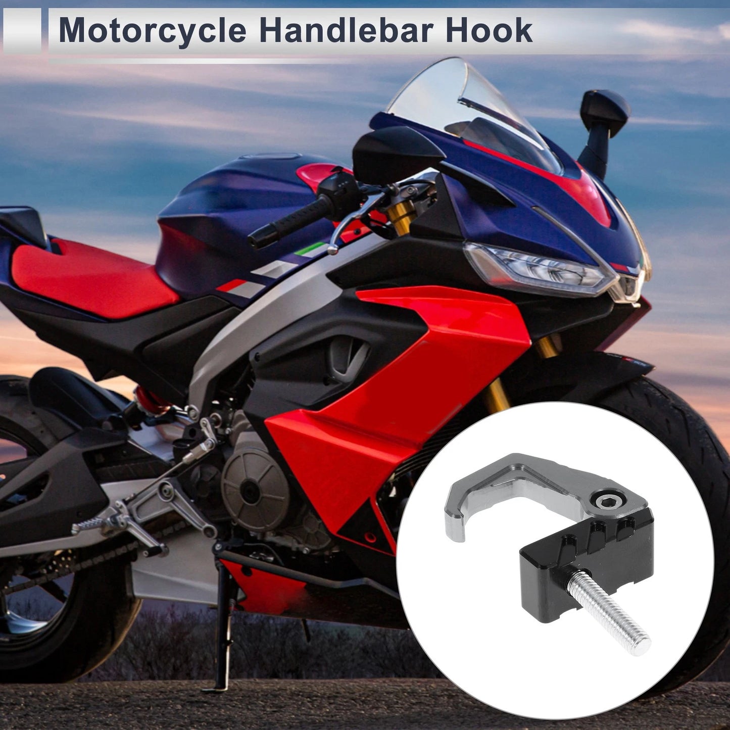 Square Fingerprint Motorcycle Hanging Hook 42mm Titanium Black for Make Model