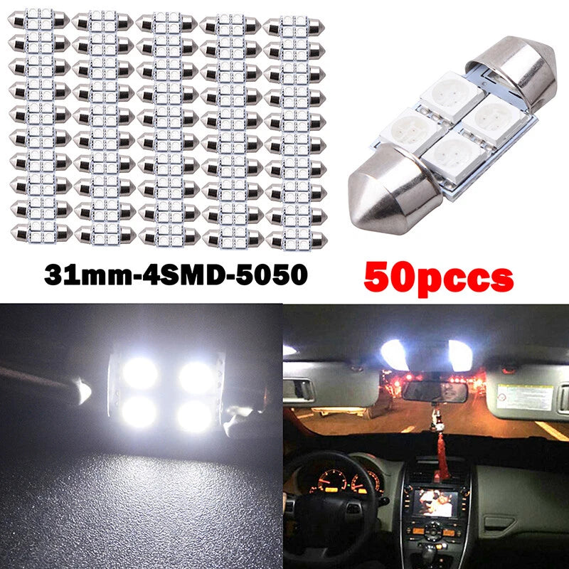 50 x 31mm 4-SMD 5050 LED Festoon Interior Lights for Car (No specific years)