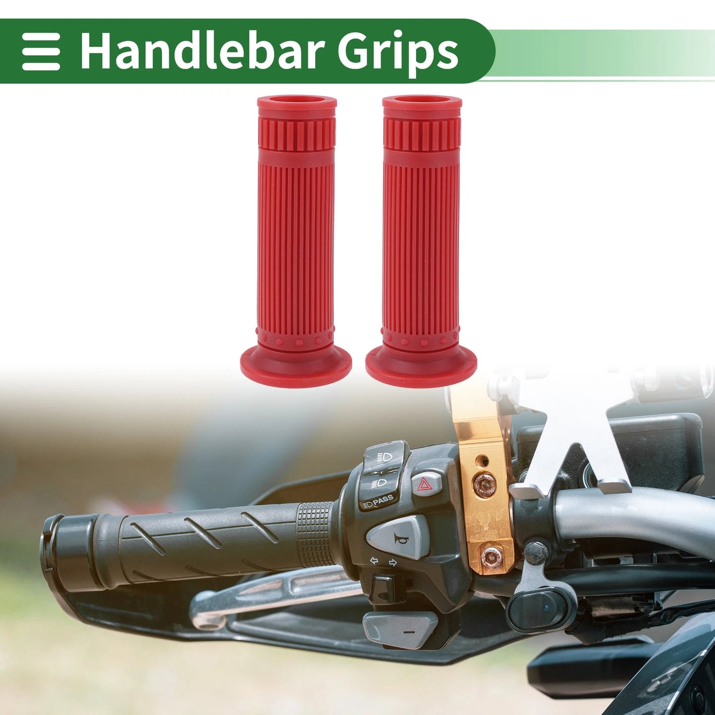 1" 25mm Motorcycle Hand Grips Cover Handlebar Grips TPU Dark Red for Motorcycle