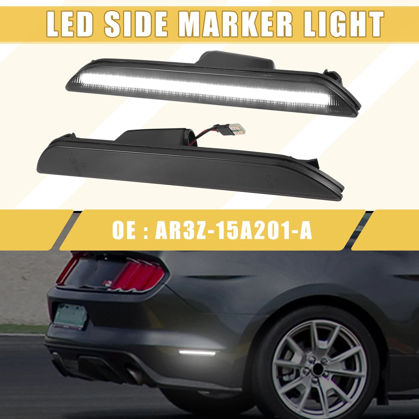 Rear LED Side Marker Light for Ford (2013-2014) - 1 Pair Black White Lights