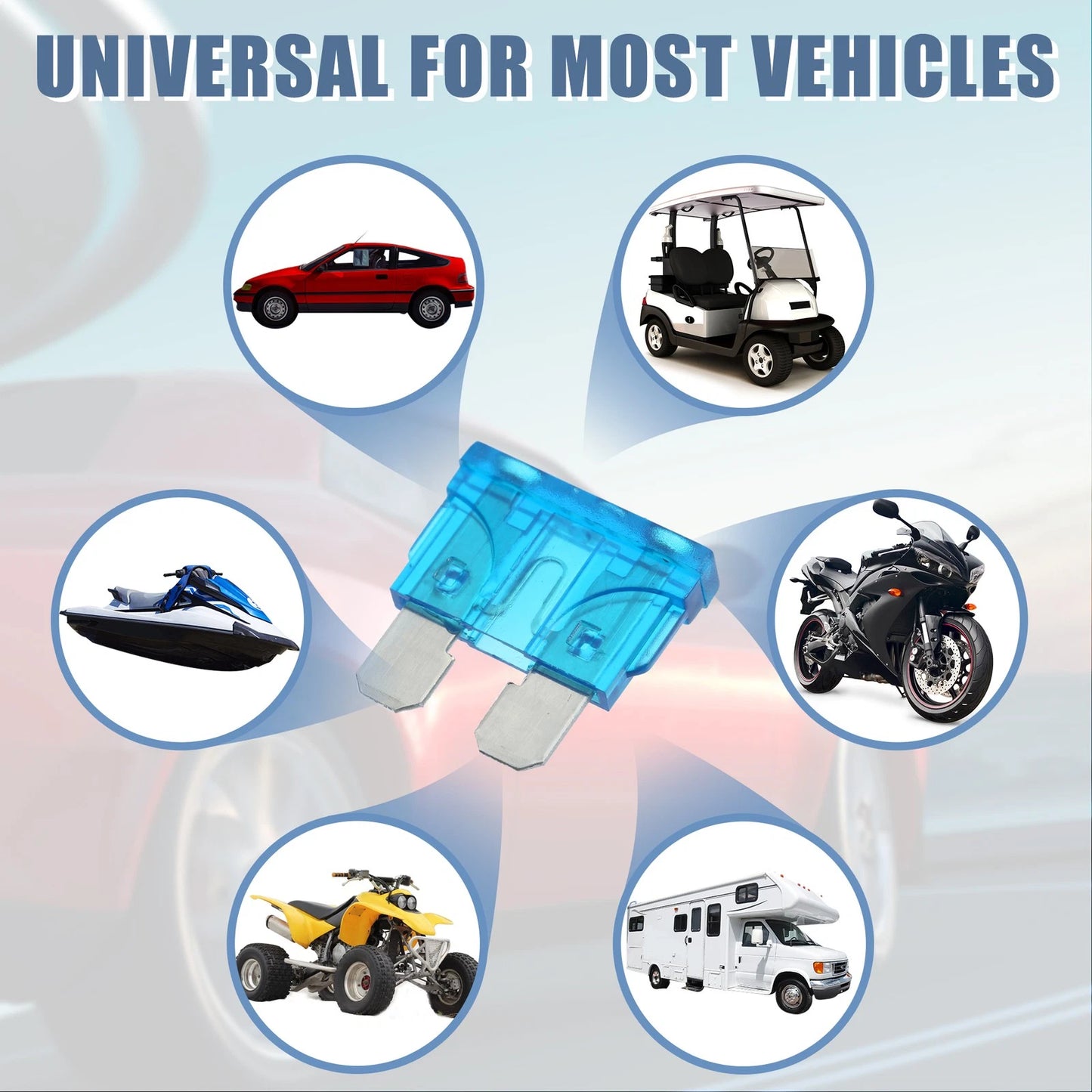 10pcs Blade Style Fuses 15A for Car Boat Truck SUV Motorcycle Blue