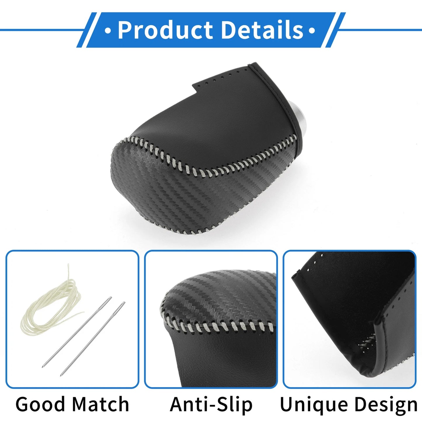 Car Gear Shift Knob Cover for Nissan Altima (2019-2024) Black Carbon Fiber