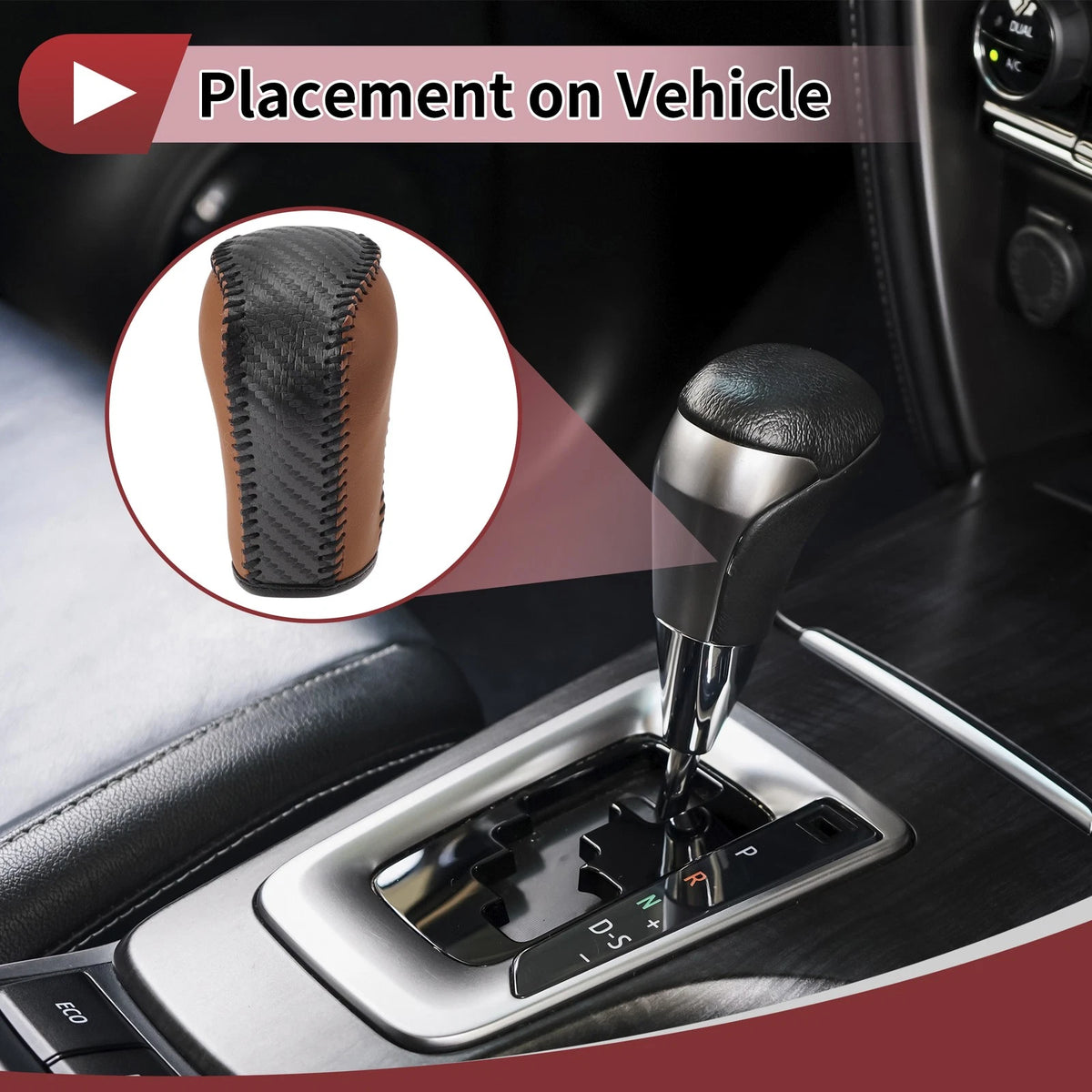 Gear Shift Knob Cover for Honda Inspire 2023 Brown Faux Leather