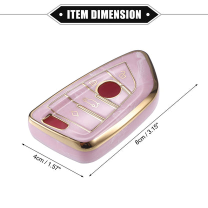 TPU Pink 4 Buttons Remote Smart Key Fob Cover for BMW 3 4 5 6 7 Series (2006-2023)