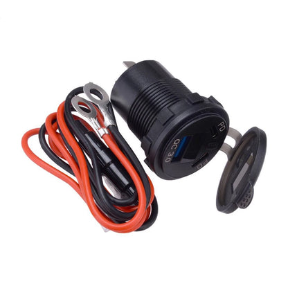 Socket QC3.0 USB Charger Power Outlet with LED Voltmeter for Car & Boat