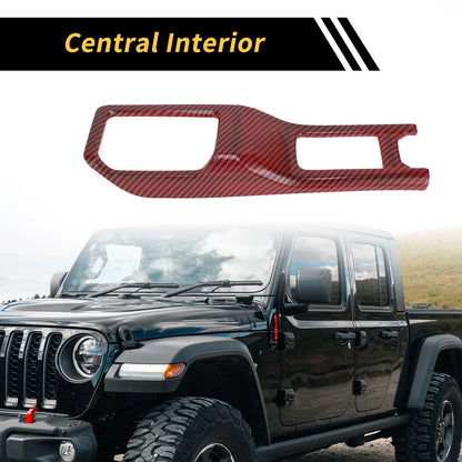 4WD Gear Shift Panel Cover for Jeep Wrangler JL JLU (2018-2024) Carbon Fiber Red