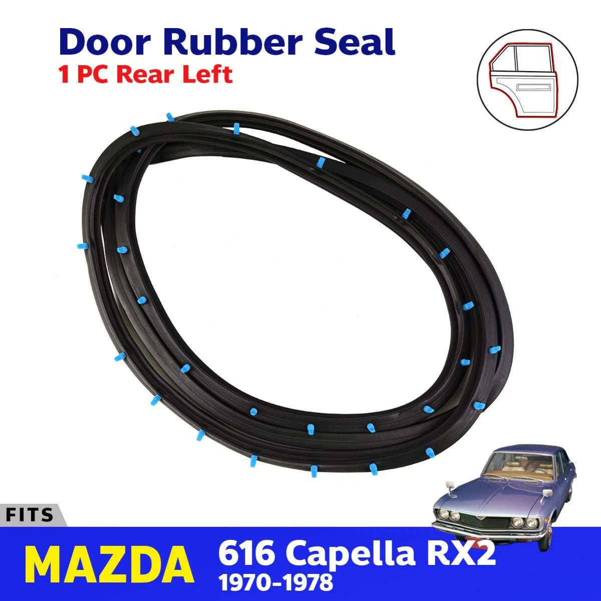 Door Rubber Seal Weatherstrip Rear LH Fits Mazda 616 618 Capella RX2 1970-78 D09
