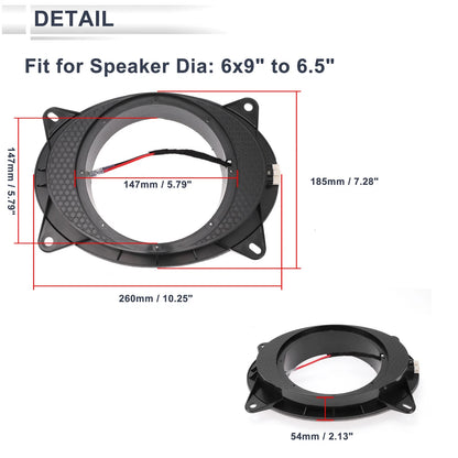 Speaker Spacer Adapter 6x9" to 6.5" for Toyota   Set