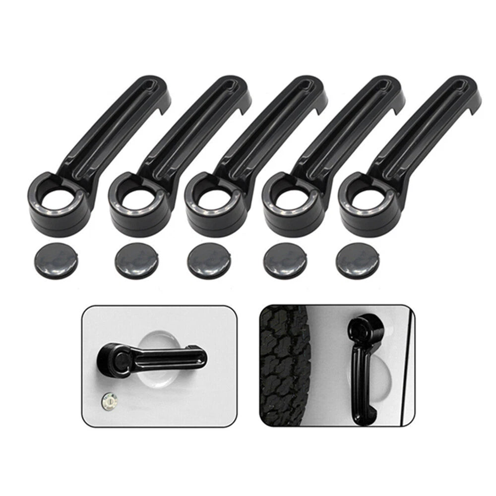 5 x Black ABS Outside Door Handle Cover Trim Set for Jeep Wrangler (2007-2018)