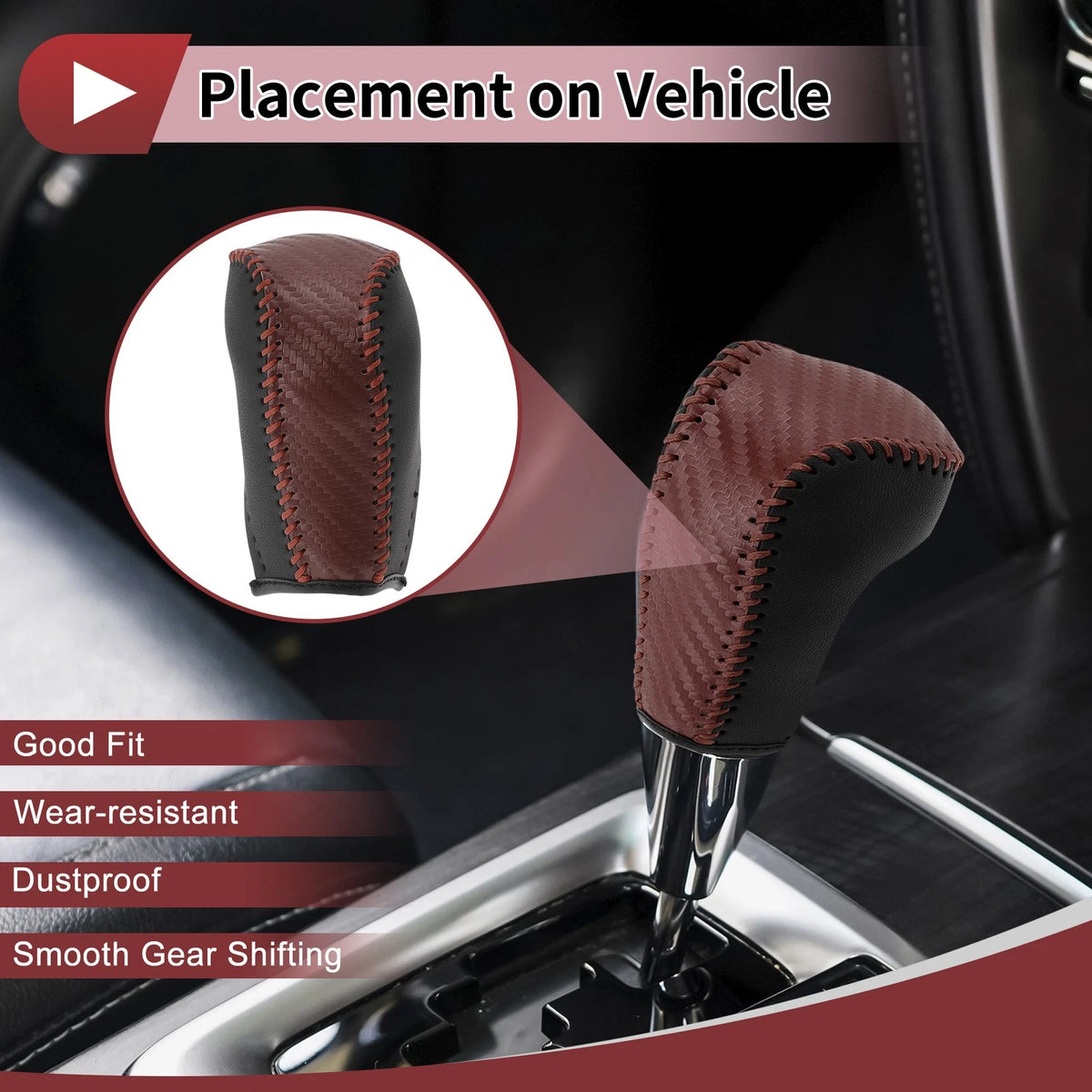 1 Pc / Gear Shift Knob Cover Brown Faux Leather for Toyota Corolla