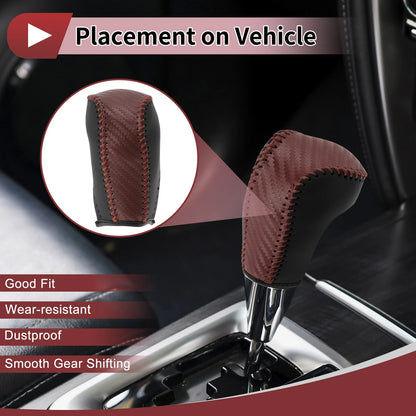 1 Pc / Gear Shift Knob Cover Brown Faux Leather for Toyota Corolla