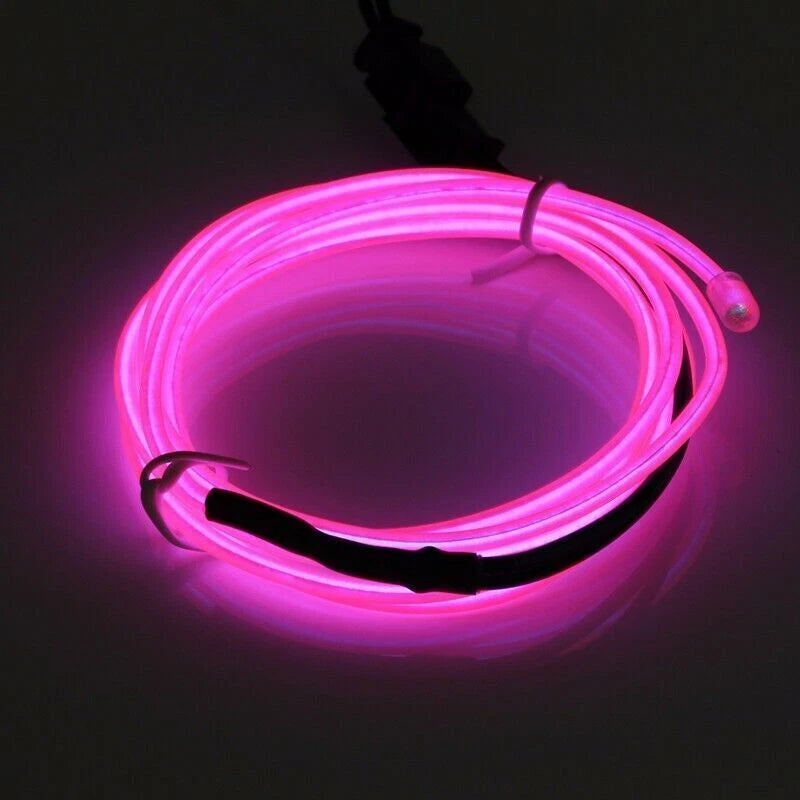 Pink EL Wire Neon Strip Light for Car Interior with Cigarette Lighter