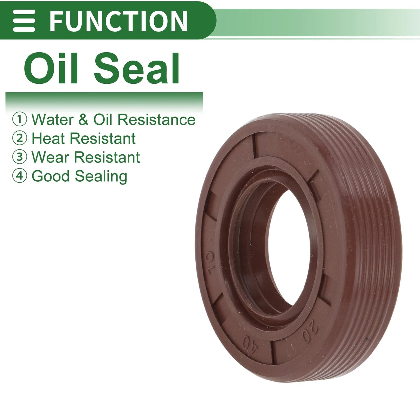Oil Seal FKM Rubber 20x40x10mm High Pressure Brown 5 Pcs
