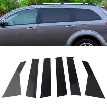 Dodge Journey Door Window Pillar Post Trims Bright Black 6pcs (2009-2020)