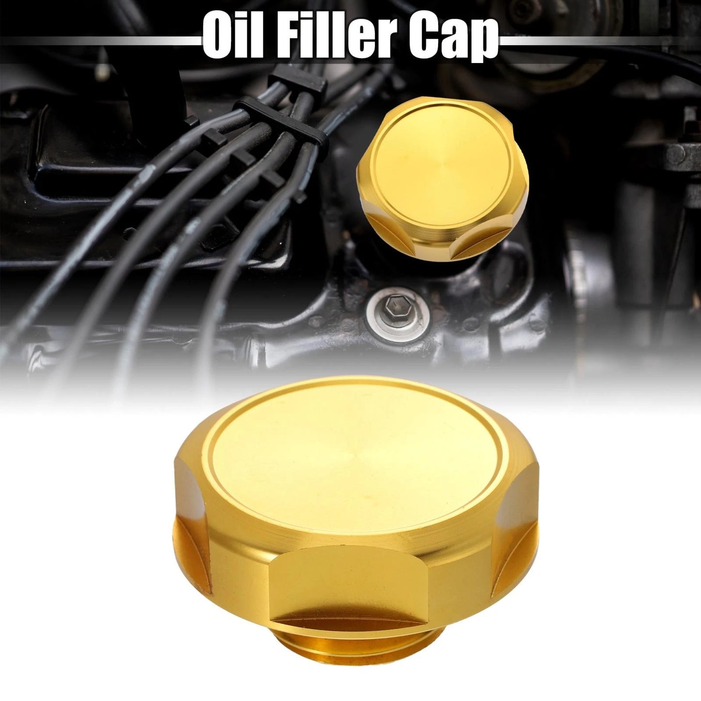 Gold Tone Aluminum Alloy Gas Engine Oil Filler Cap for Nissan