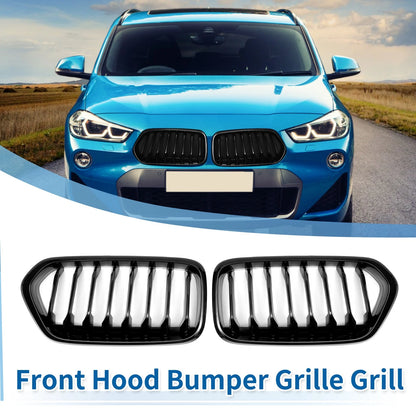 Front Upper Bumper Grille for BMW X2 F39 (2017-2023) Gloss Black