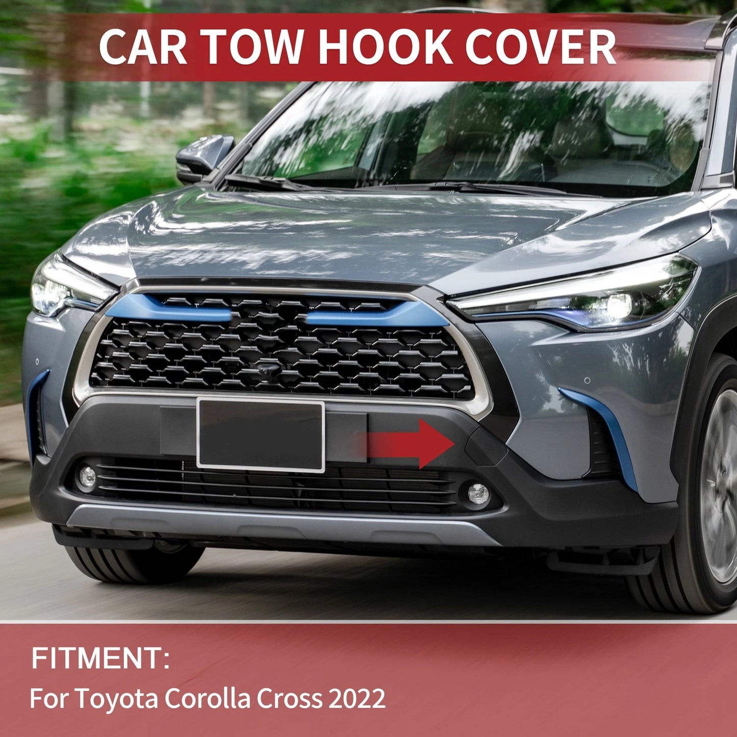 Tow Hook Cover Cap for Toyota Corolla Cross (2022-2023) - Black 1 x Piece
